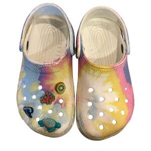 CROCS Yellow and Blue Sandals with Perforated Design